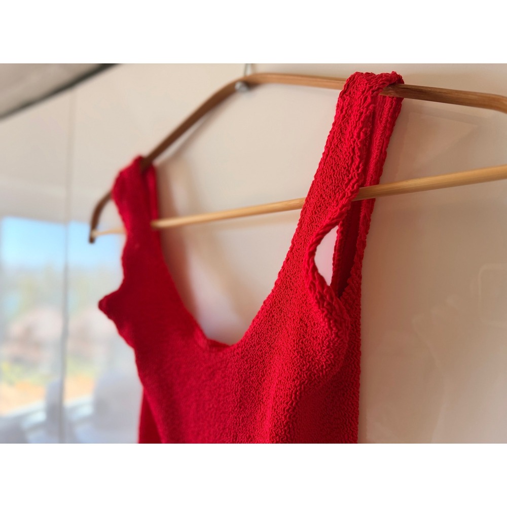Bond-Eye Australia Red Crinkle One Piece Swimsuit NWT OS Fits XS-L